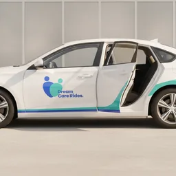 Dream Care Rides sedan with rear door open