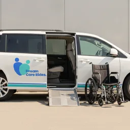Dream Care Rides wheelchair-accessible van with ramp deployed